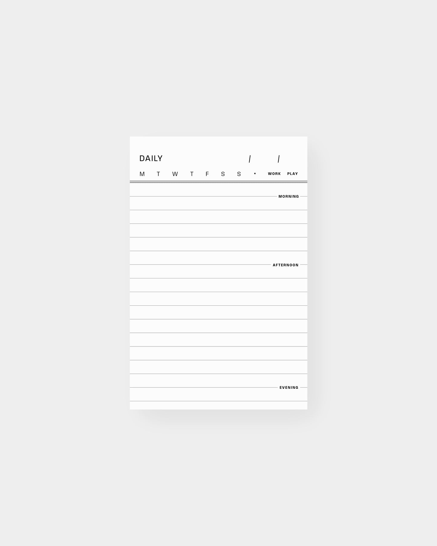 Daily planning notepad, retro library card inspired design. 3.25 x 5", white color way.