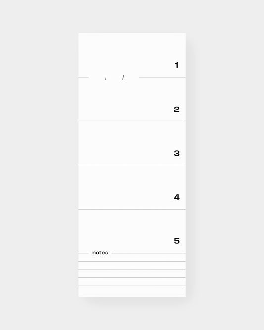 Universal memo notepad. 8 x 3.25", white color way.