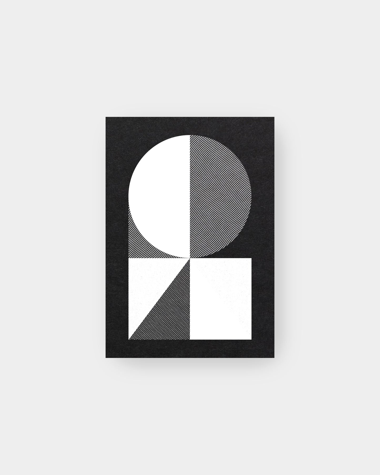 Bauhaus inspired geometric motif on greeting card. 3.5 x 5", black colorway.