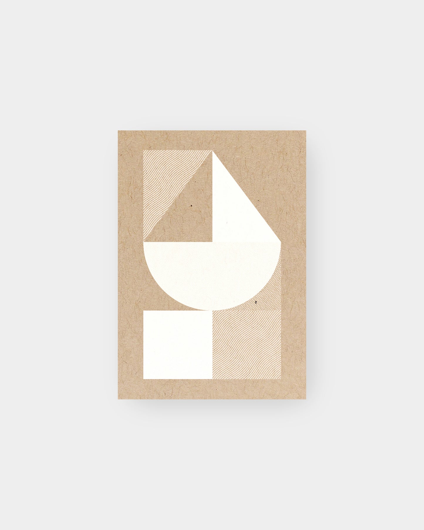 Bauhaus inspired geometric motif on greeting card. 3.5 x 5", kraft colorway.