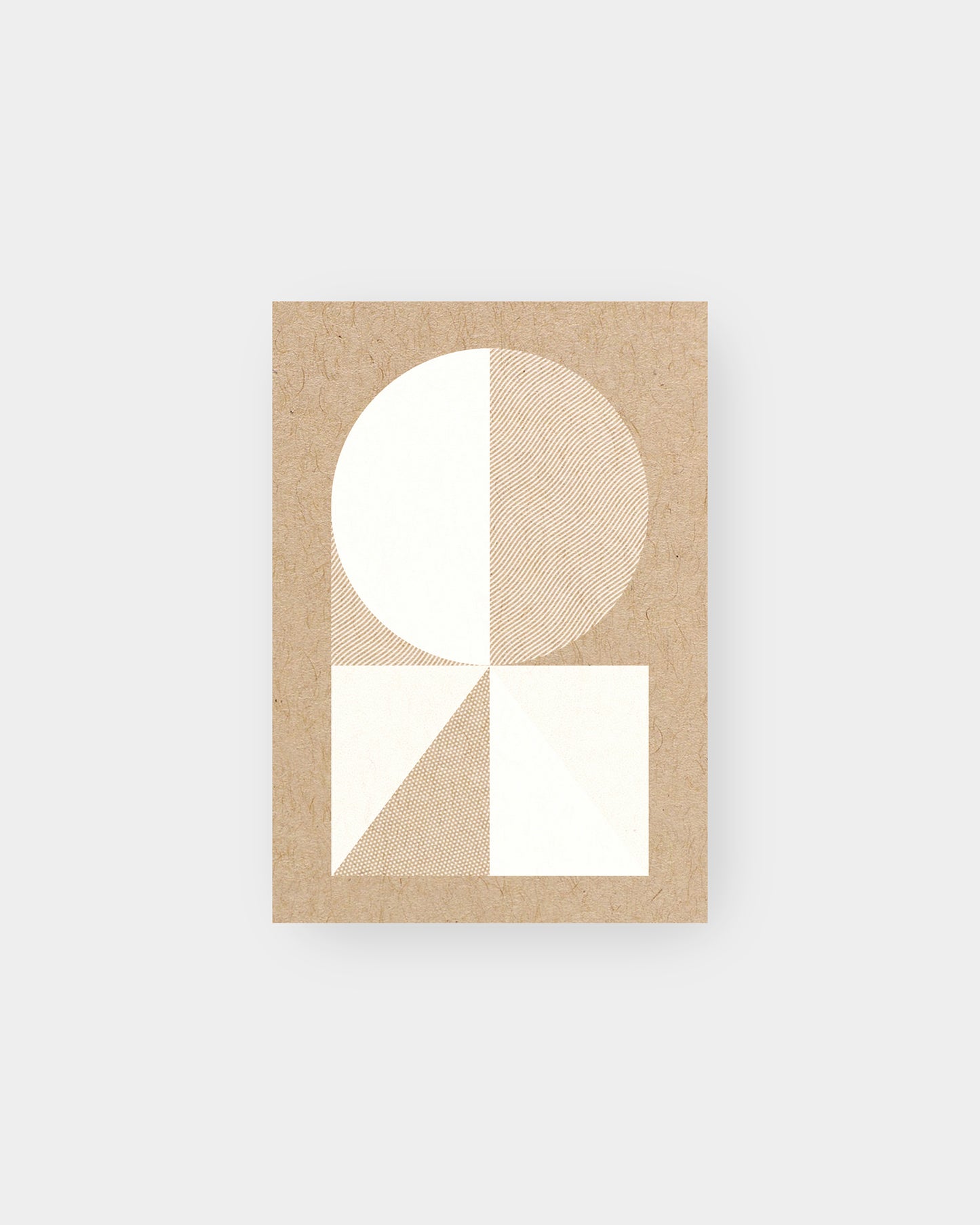 Bauhaus inspired geometric motif on greeting card. 3.5 x 5", kraft colorway.