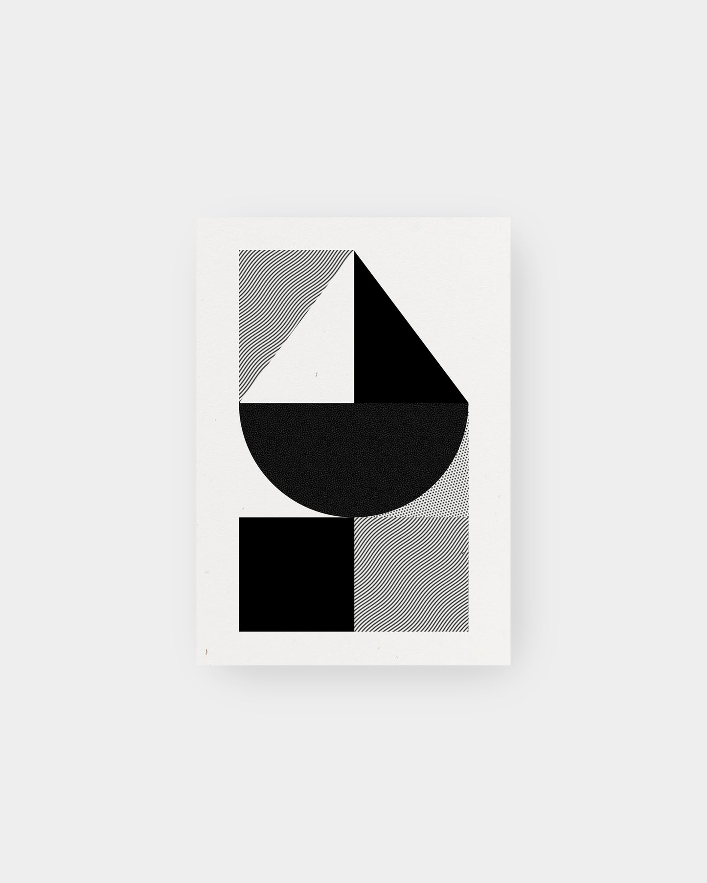 Bauhaus inspired geometric motif on greeting card. 3.5 x 5", white colorway.