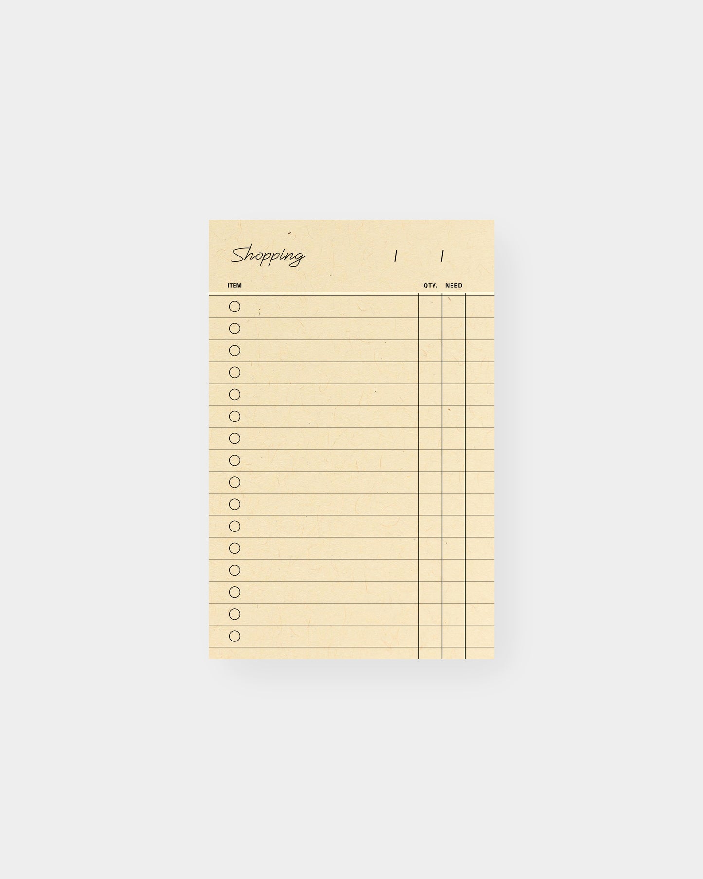 Shopping list notepad, vintage minimalist inspired design. 3.25 x 5", Manlia color way.