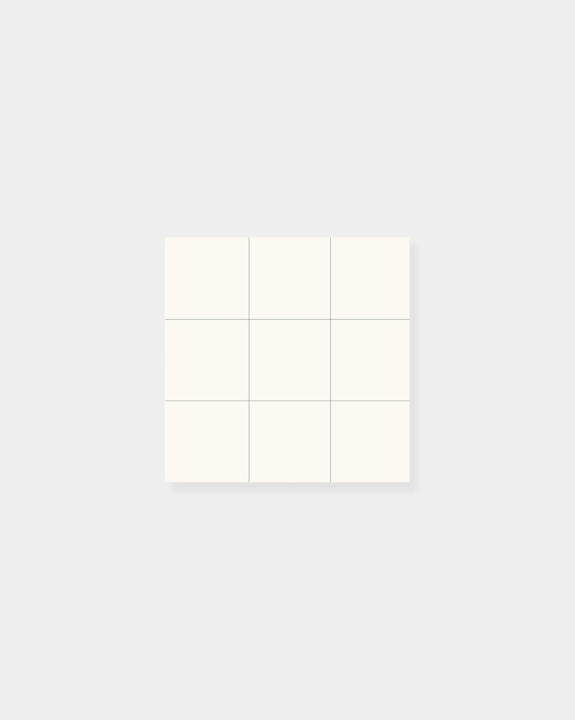 Square notepad, three-by-three design. 3.5 x 3.5", white color way.