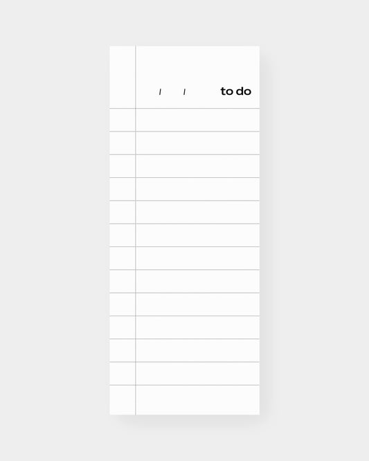 Universal to do list notepad. 8 x 3.25", white color way.