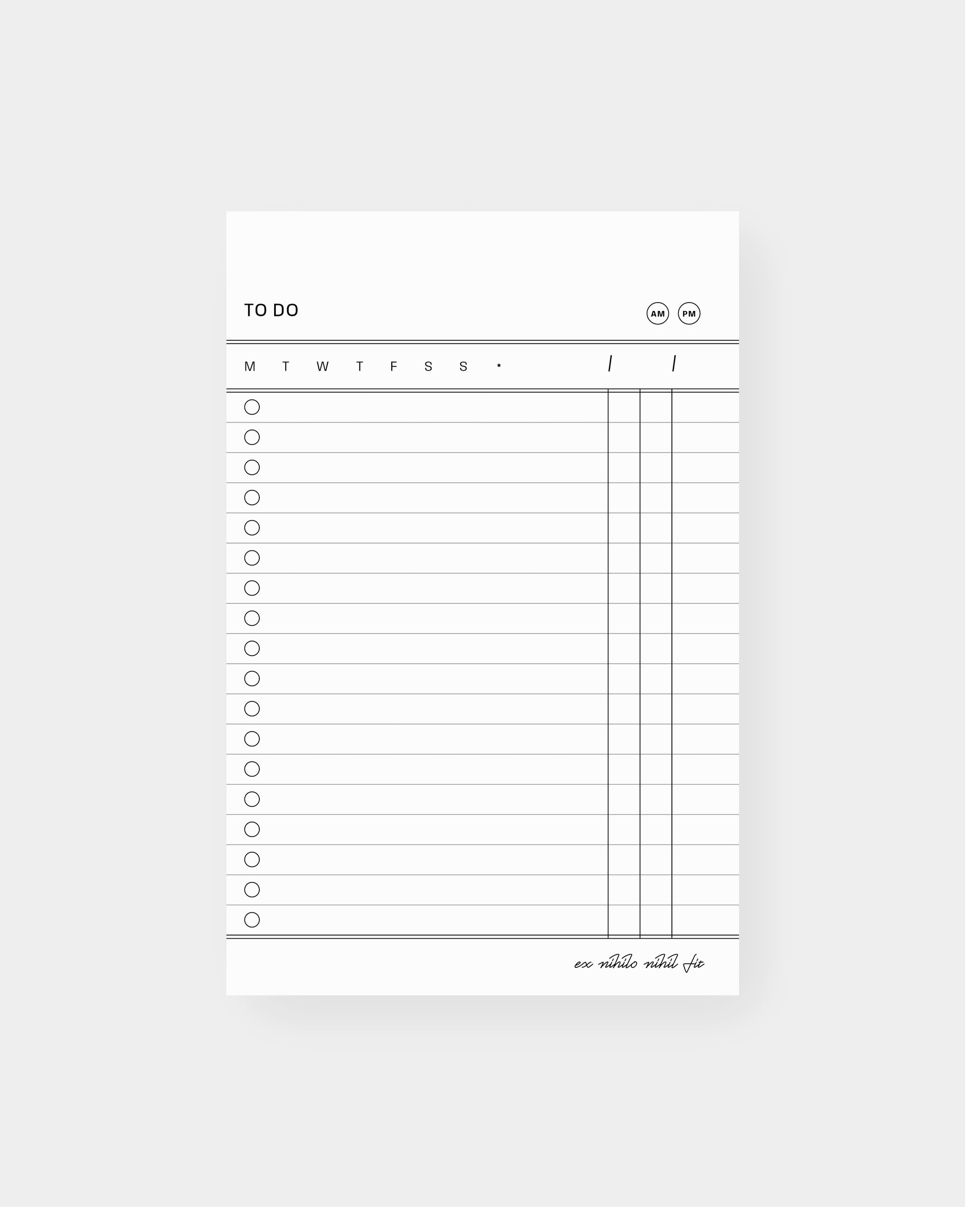 To do list notepad, vintage minimalist inspired design. 4.25 x 6.5", white color way.