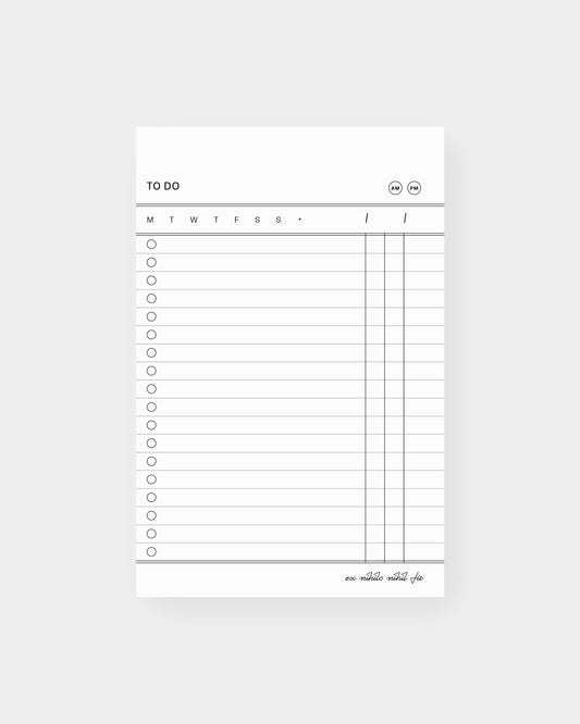 To do list notepad, vintage minimalist inspired design. 4.25 x 6.5", white color way.