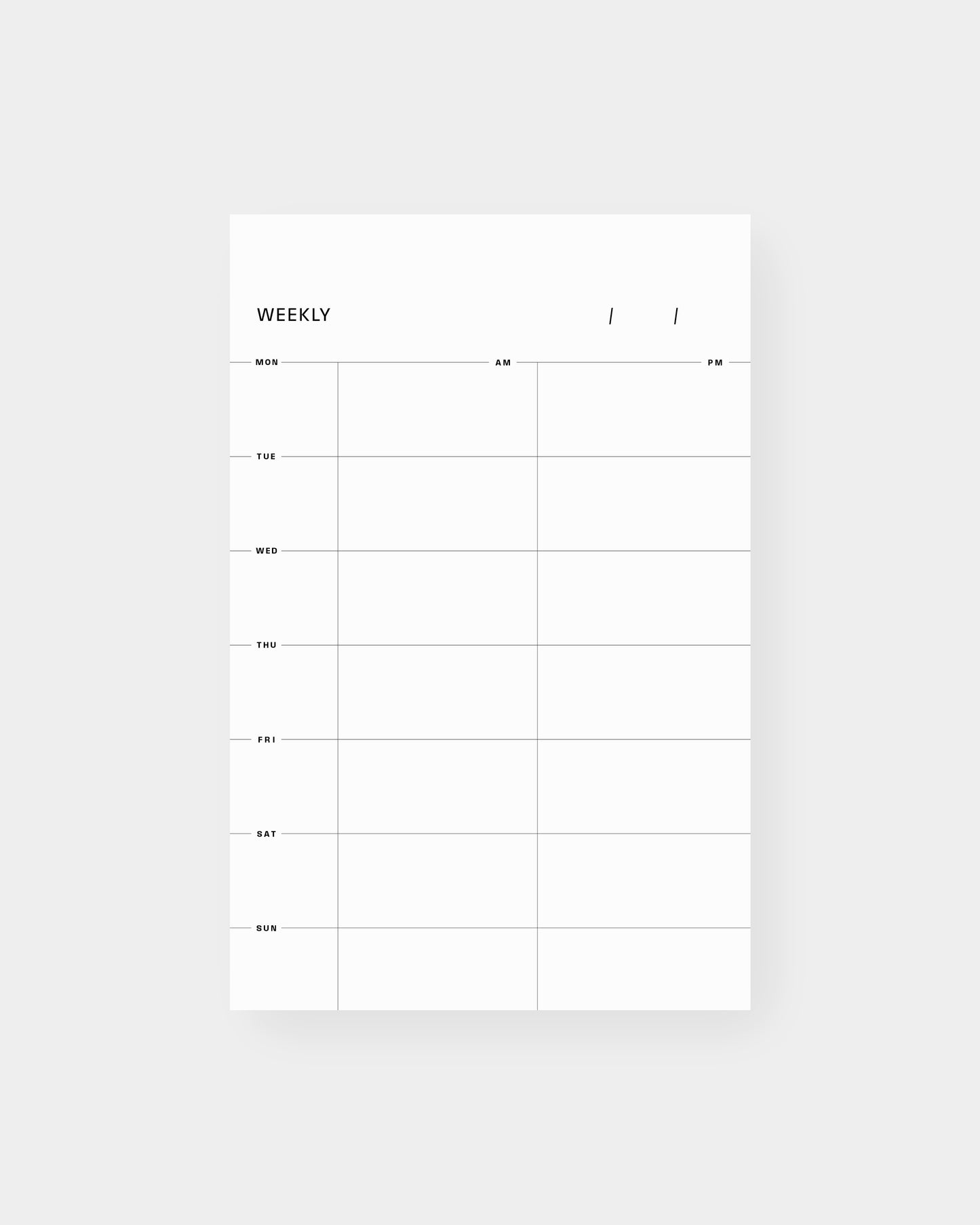 Weekly planner notepad. 6.5 x 4.25", white colorway.